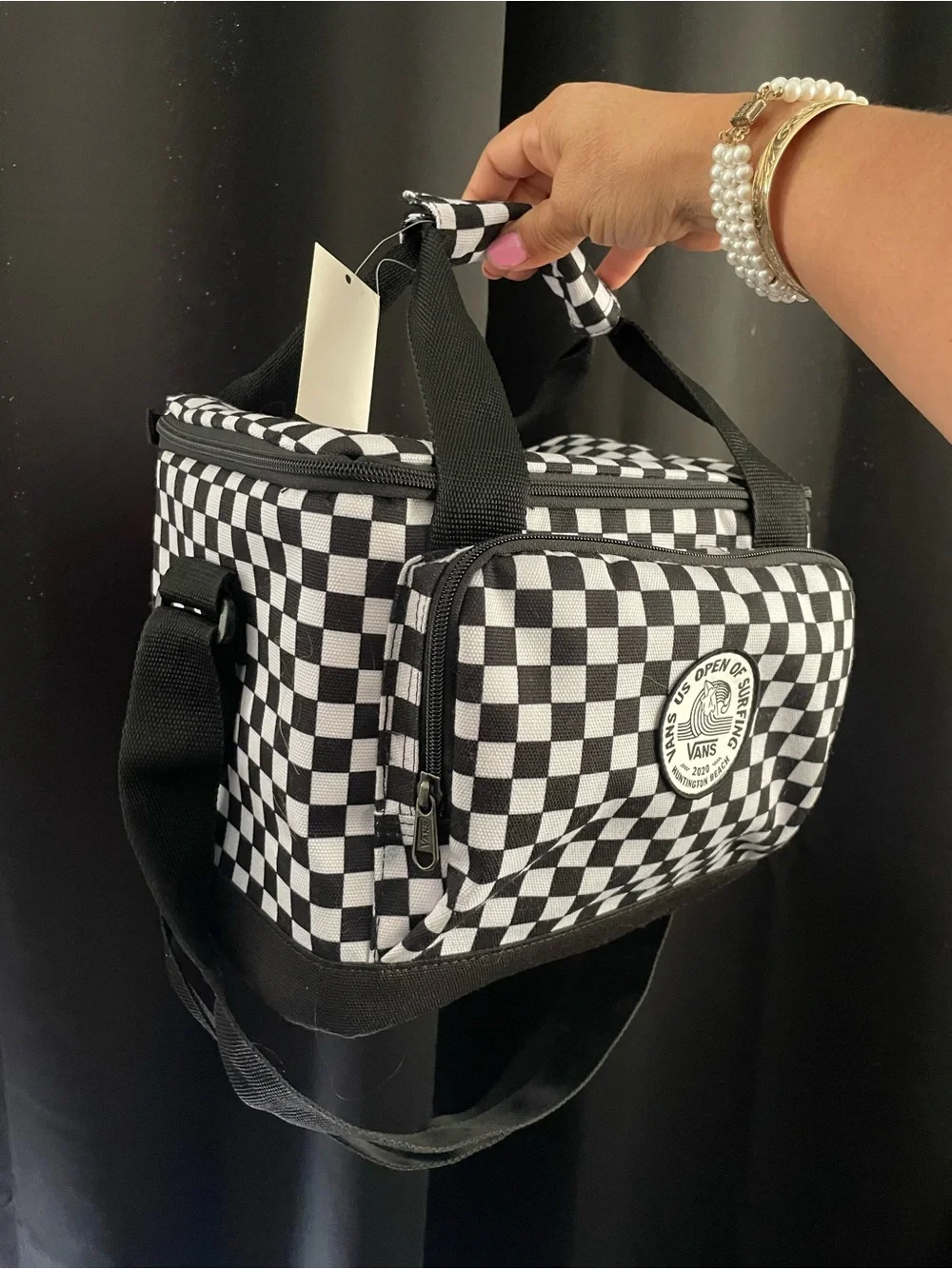 NWT Vans Black & White Checkerboard Cooler Bag - Picture 2 of 7